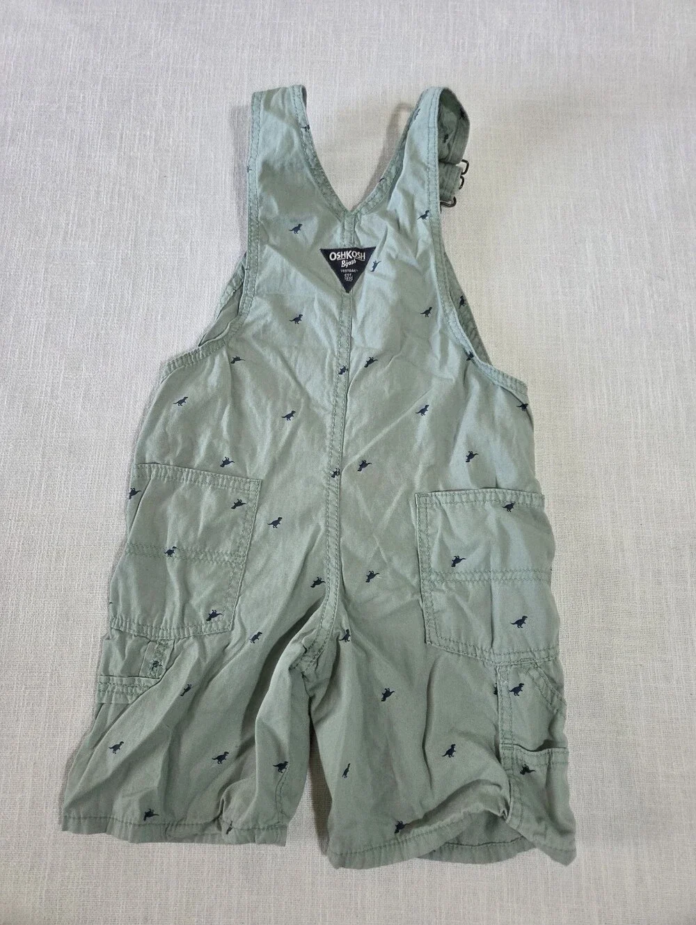 OshKosh B'gosh Kids Shark Pattern Sage Green Overall Shorts 4t Boys Toddler Kids